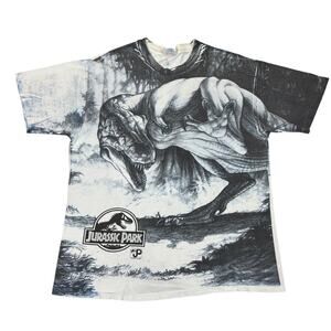 Vintage 1993 Jurassic Park AOP Movie Promo T Shirt Men's XL